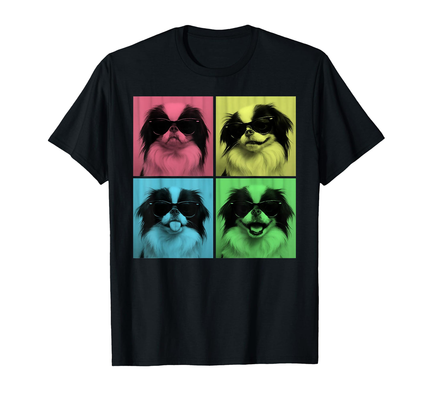 Japanese Chin Pop Art Funny Dog Lover Photo Booth Men Women Kids T-Shirt