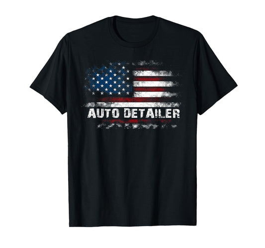 Car Detailer USA Flag Auto Detailing Car Lover T-Shirt