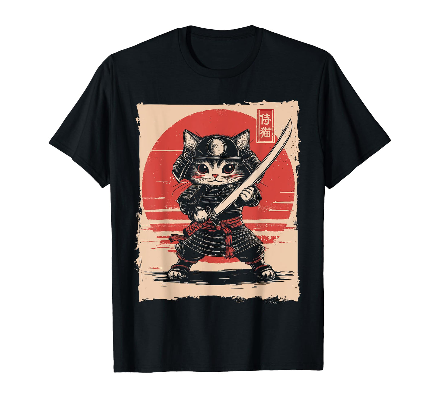 Japanese Samurai Cat Kawaii Ninja Cat T-Shirt