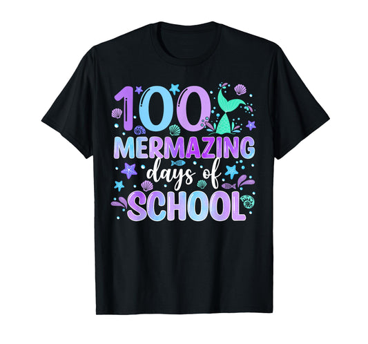 100 Mermazing Days of School Mermaid Teacher Girl Kid T-Shirt
