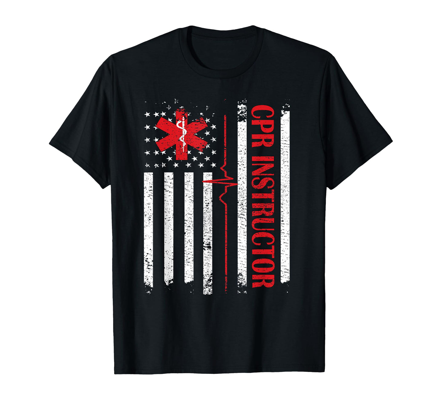 CPR Instructor American Flag EMS First Aid AED Certified CPR T-Shirt