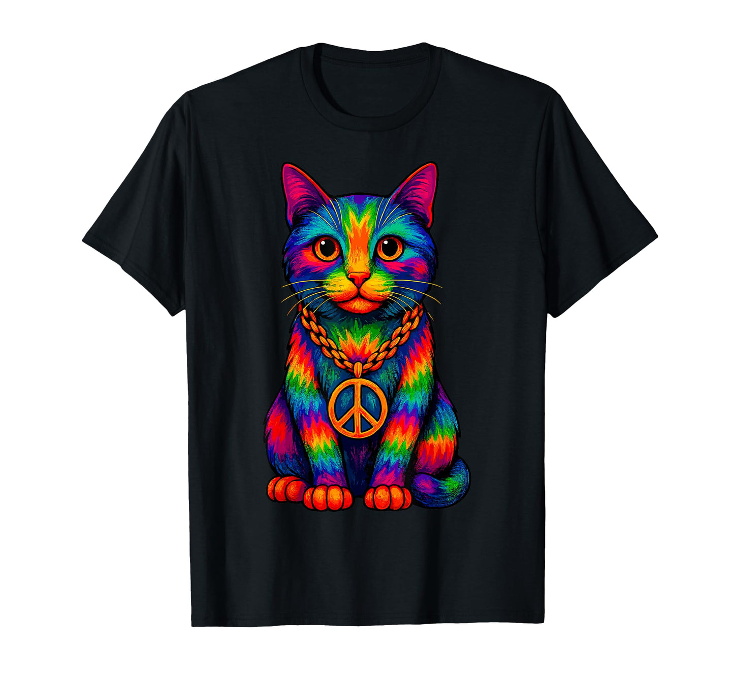 Tie-Dye Cat Peace Sign Hippo T-Shirt