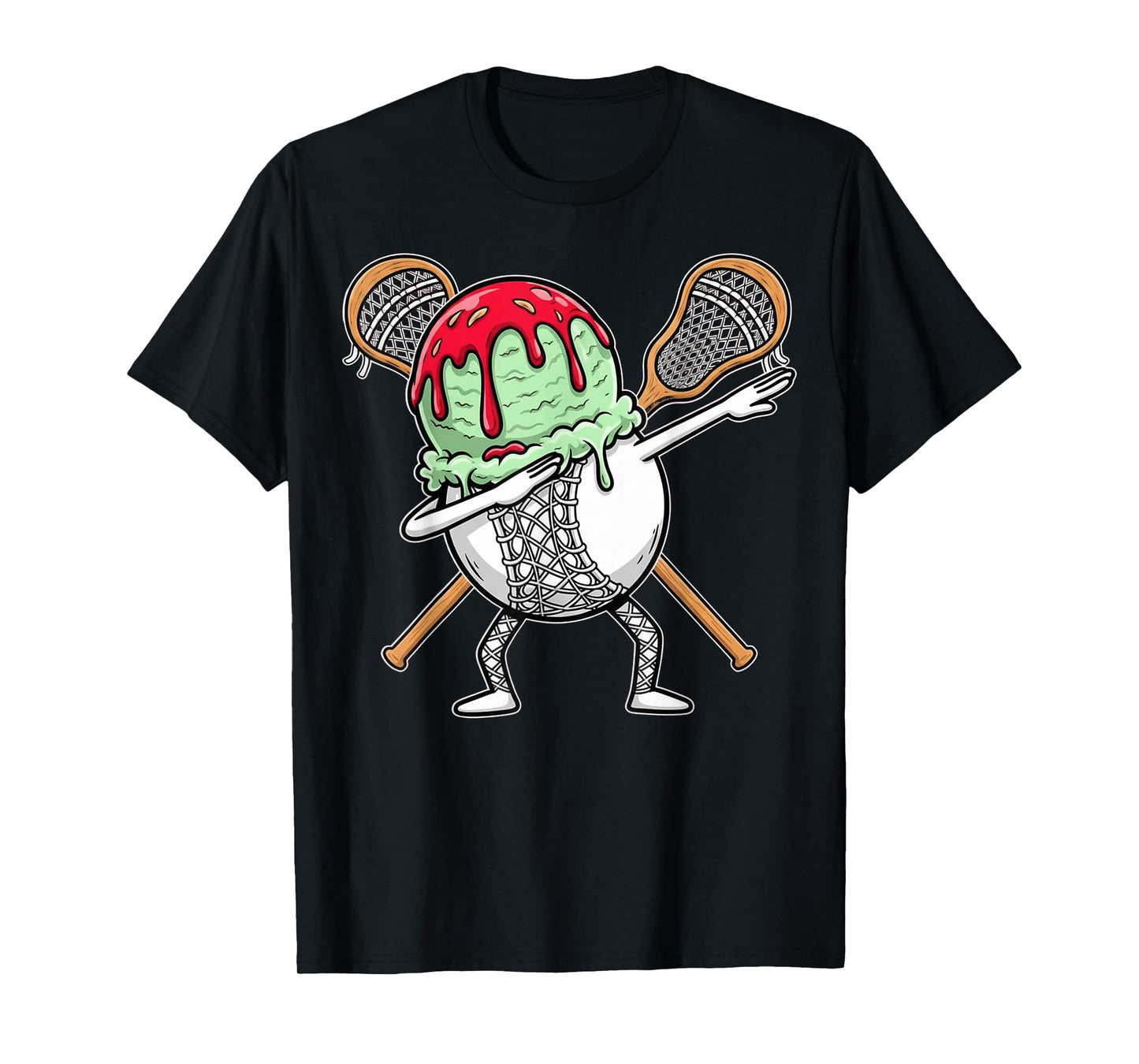 Dabbing Lacrosse Ball Drip Ice Cream Kids Youth Boys Girls T-Shirt