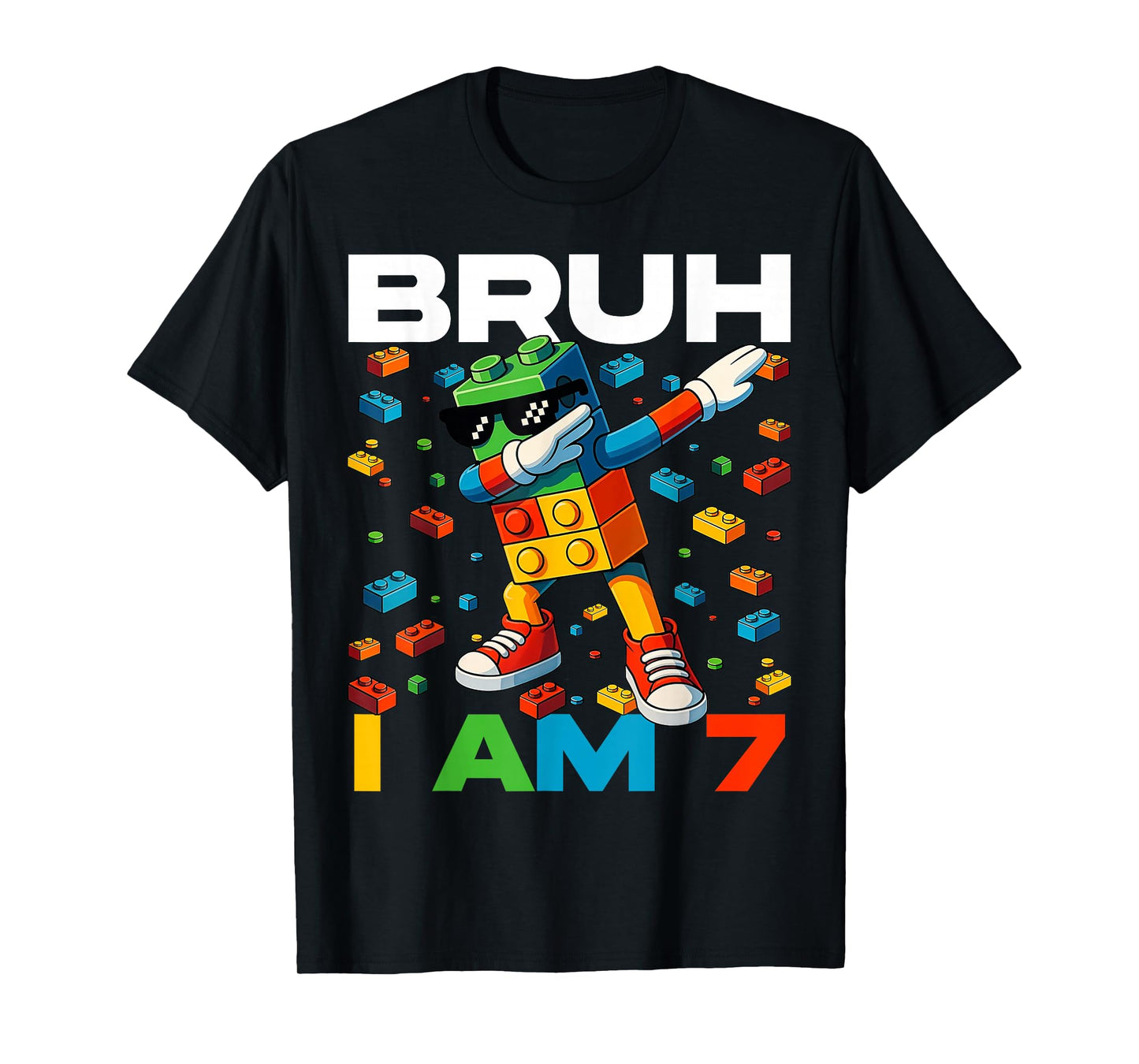 Master Builder Blocks Bricks Bruh It's My 7th Birthday T-Shirt