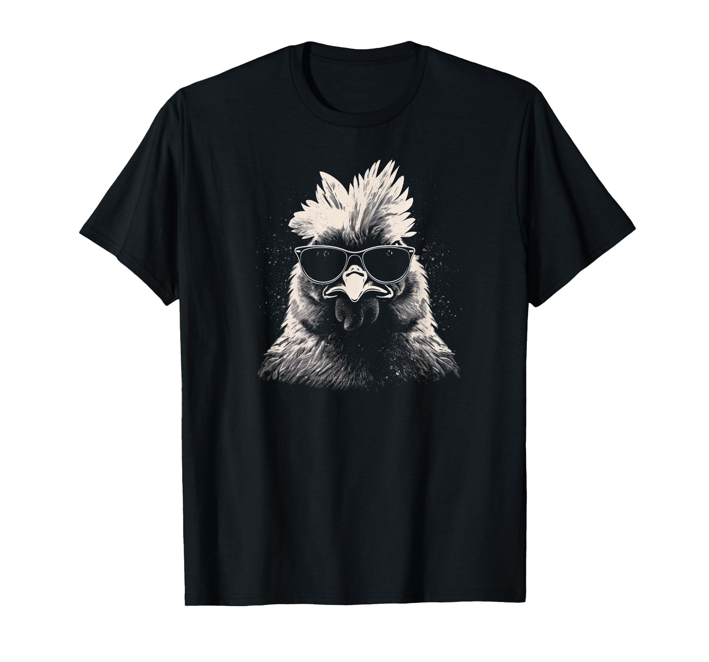 Cool Chicken With Sunglasses Sketch Punk Stencil Rooster T-Shirt