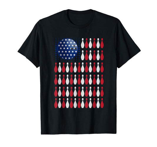 American Flag Bowling | Bowler Gifts for Bowling Team T-Shirt