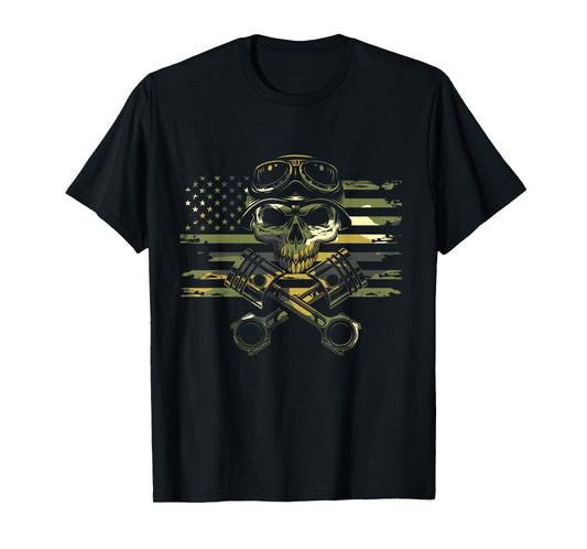 American Flag Motorcycle Apparel - Motorcycle T-Shirt