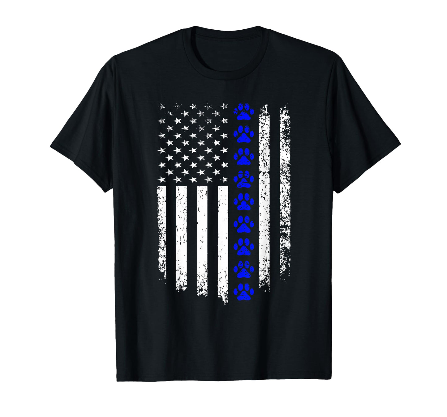 K-9 Unit Thin Blue Line Dog Paw Flag Patriotic Police T-Shirt