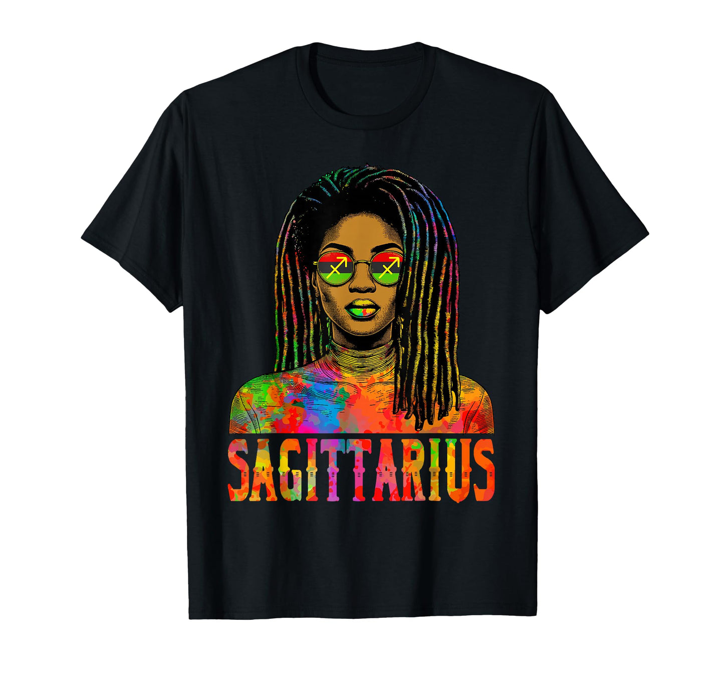 Sagittarius Queen Loc'd Black Woman African Zodiac Birthday T-Shirt