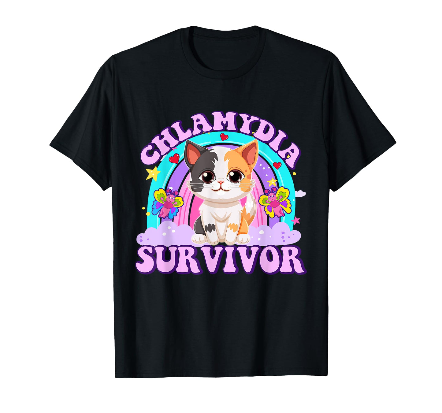 Chlamydia Survivor Cat Meme Funny Shirts for Men Adult Humor T-Shirt