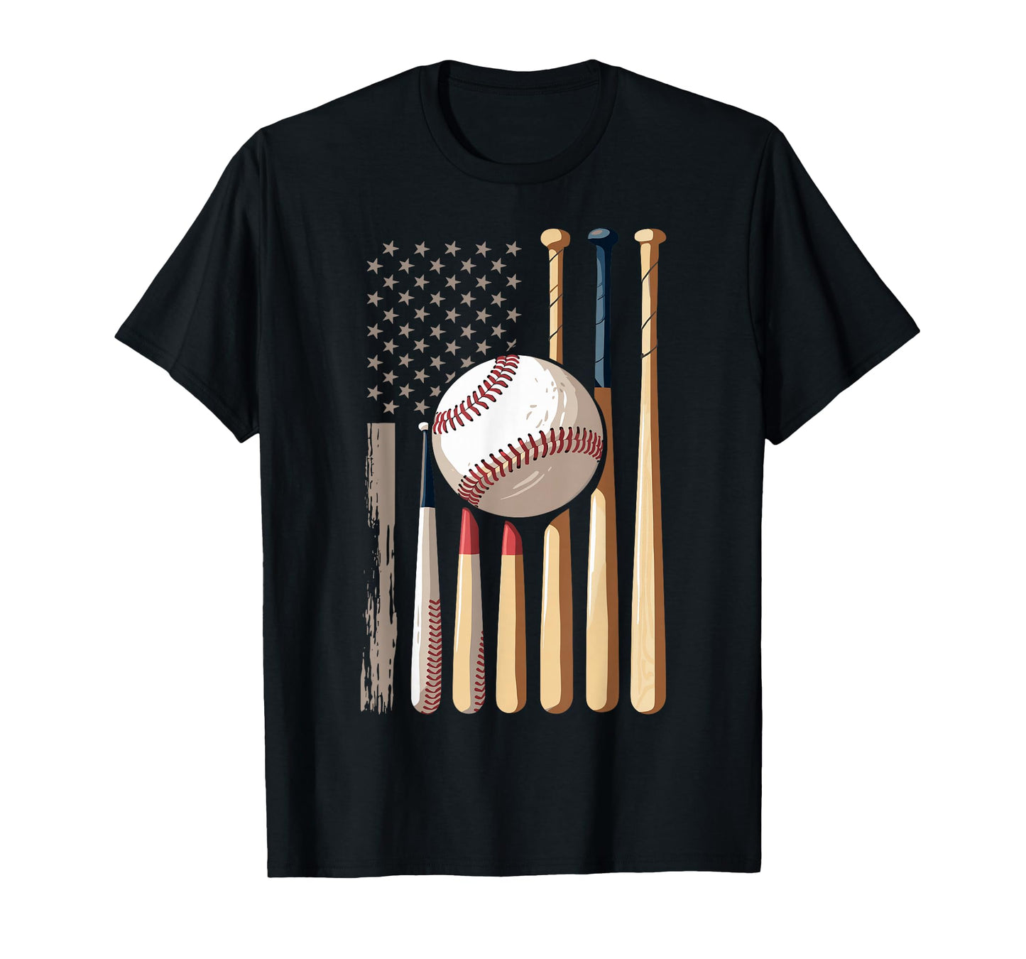 Baseball American Flag T-Shirt