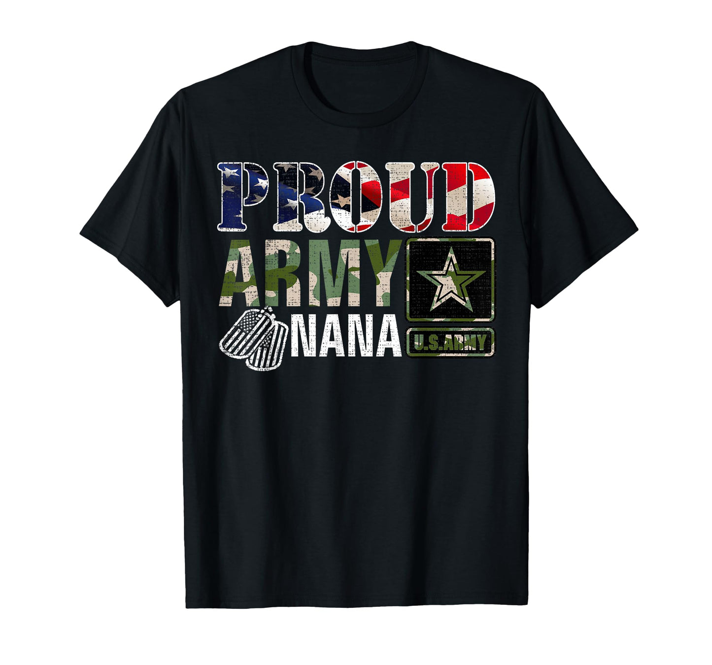 Vintage Proud Army Nana Camo With American Flag Gift T-Shirt
