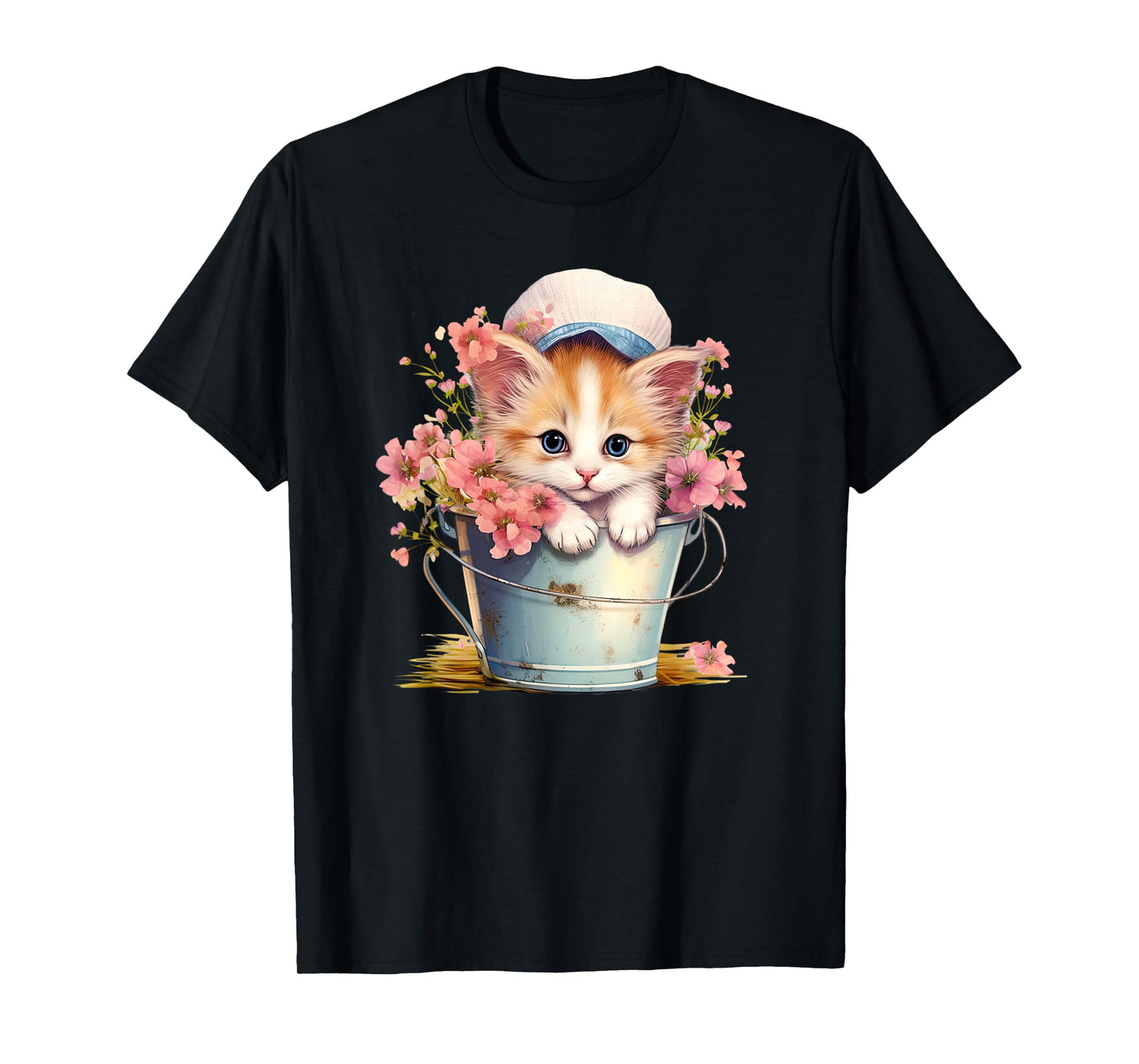Shy Little Kitten Spring Graphic For Women Girls And Cat Mom T-Shirt