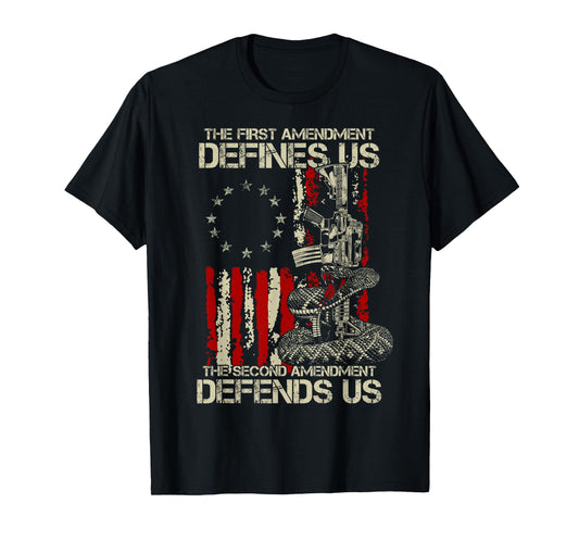 The First Amendment defines us American Flag T-Shirt