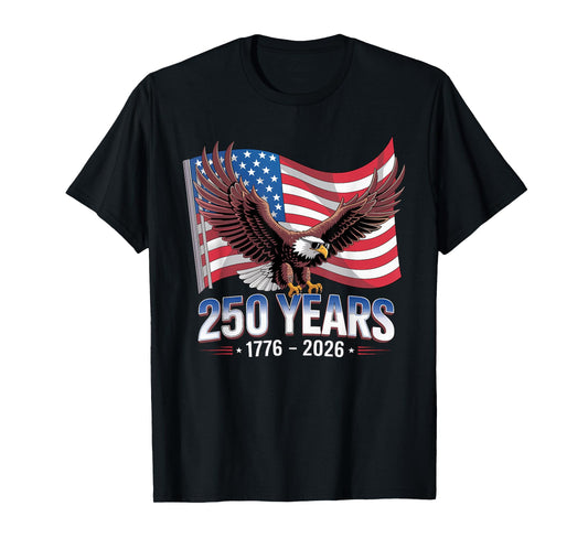 USA 250 Years 1776 2026 250th Anniversary Bald Eagle Flag T-Shirt