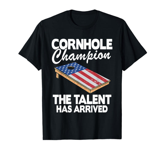 Cornhole Champion American Flag Board Funny Cornhole T-Shirt