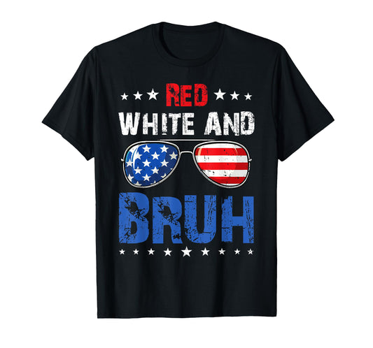 Red White And Bruh 4th Of July Boys Patriotic Teens Kids T-Shirt
