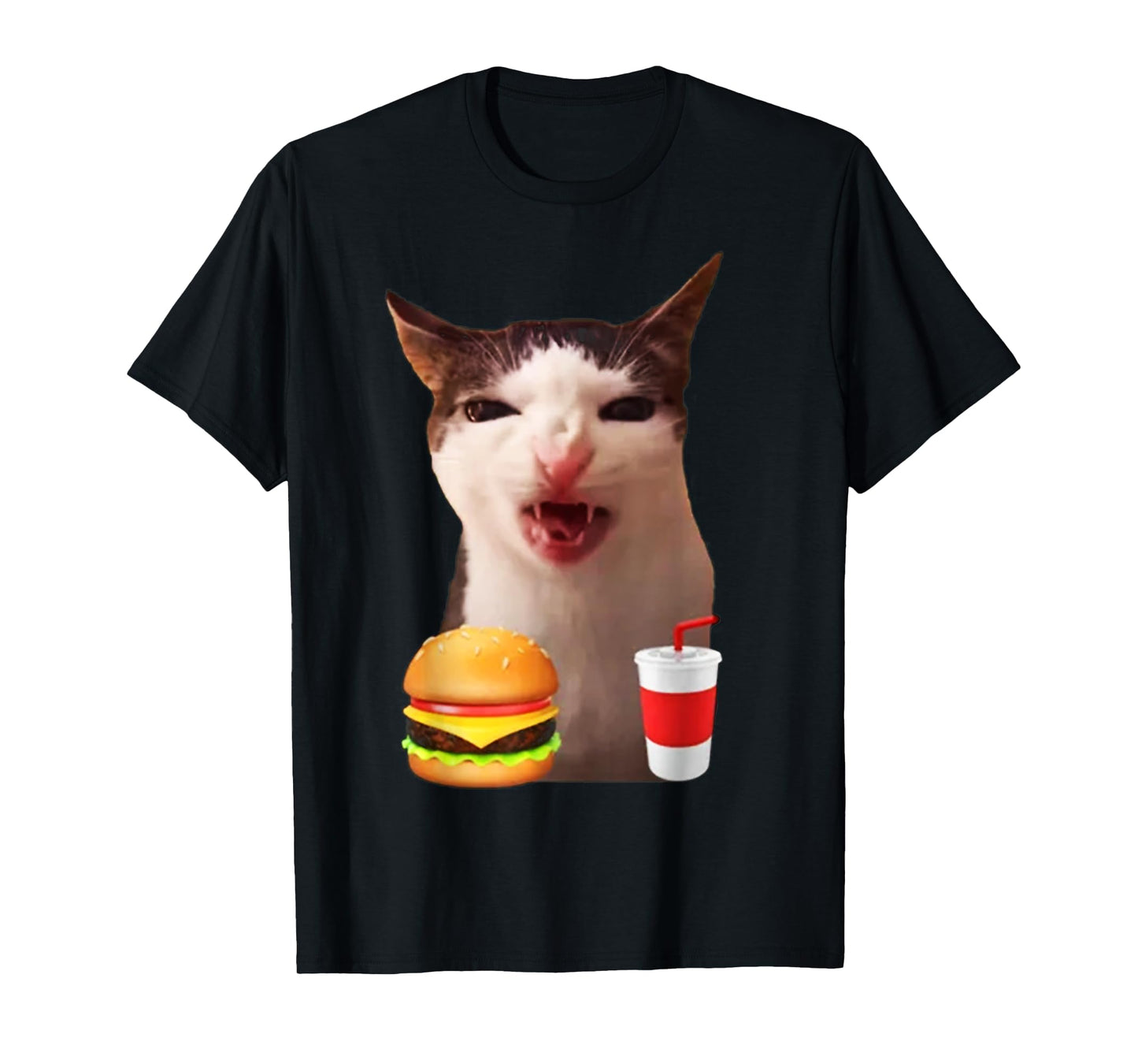 Cat Crunching Food Meme T-Shirt