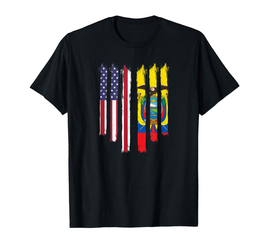 America American Ecuador Ecuadorian Mixed DNA Flag Proud T-Shirt