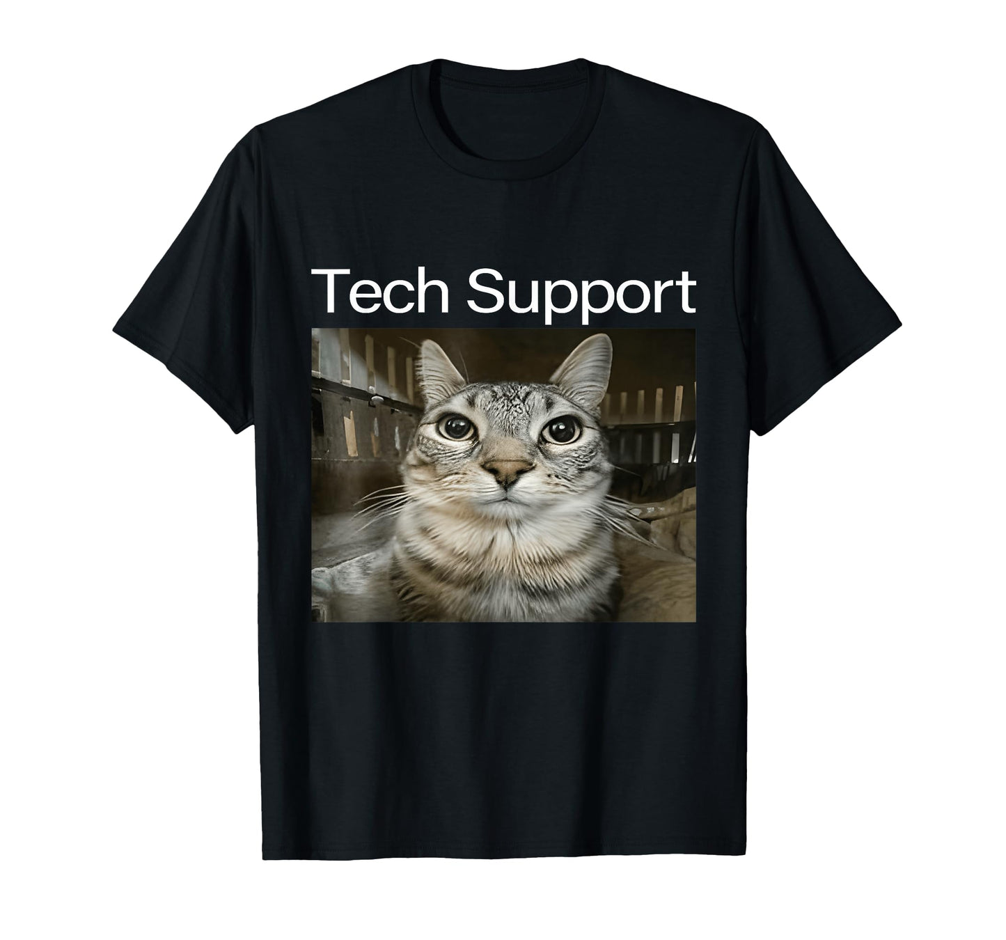 Tech Support Silly Staring Cat Meme Gen Alpha Humor Brainrot T-Shirt