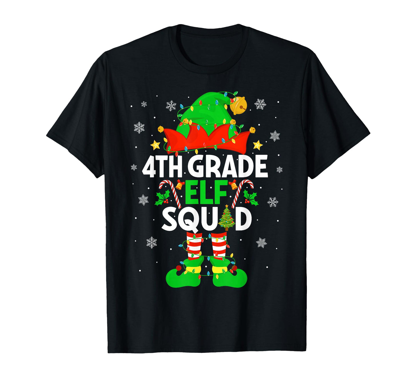 4th Grade Elf Squad Christmas Fourth Grade Christmas Teacher T-Shirt