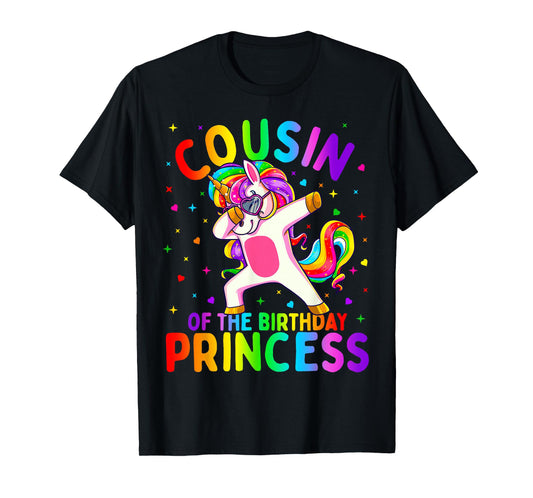 Cousin of The Birthday Princess Girl Dabbing Unicorn T-Shirt Small