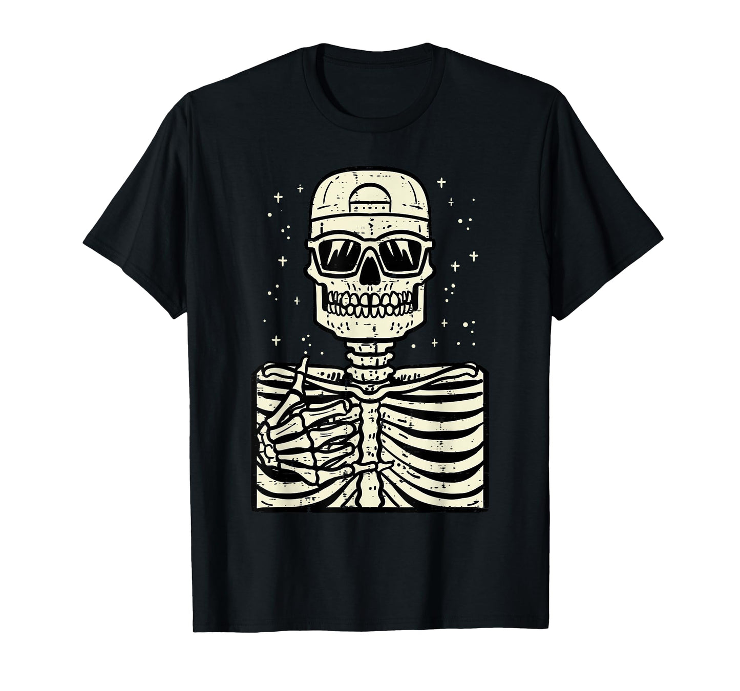 Rocker Skeleton Rock Cool Goth Halloween Men Boys Kids Teen T-Shirt