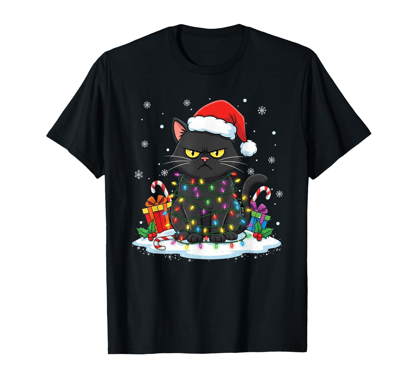 Funny Black Cat Christmas for Men Women Youth Girls T-Shirt