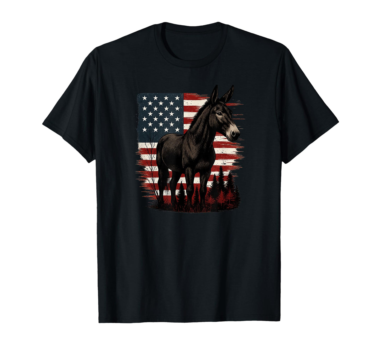 Patriotic Mule with American Flag T-Shirt