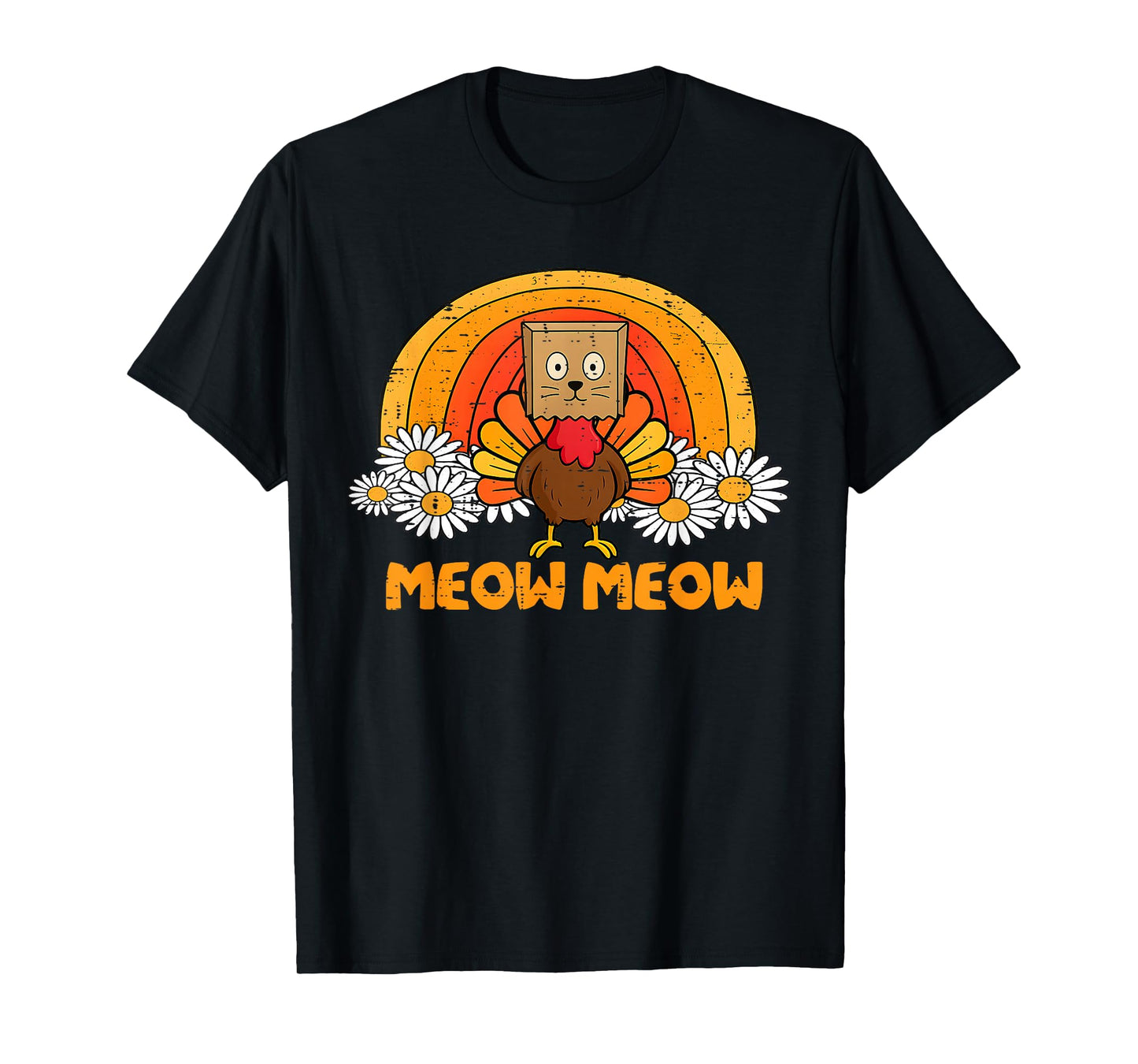 Turkey Cat Meow Funny Thanksgiving Men Women Boy Girl Kids T-Shirt