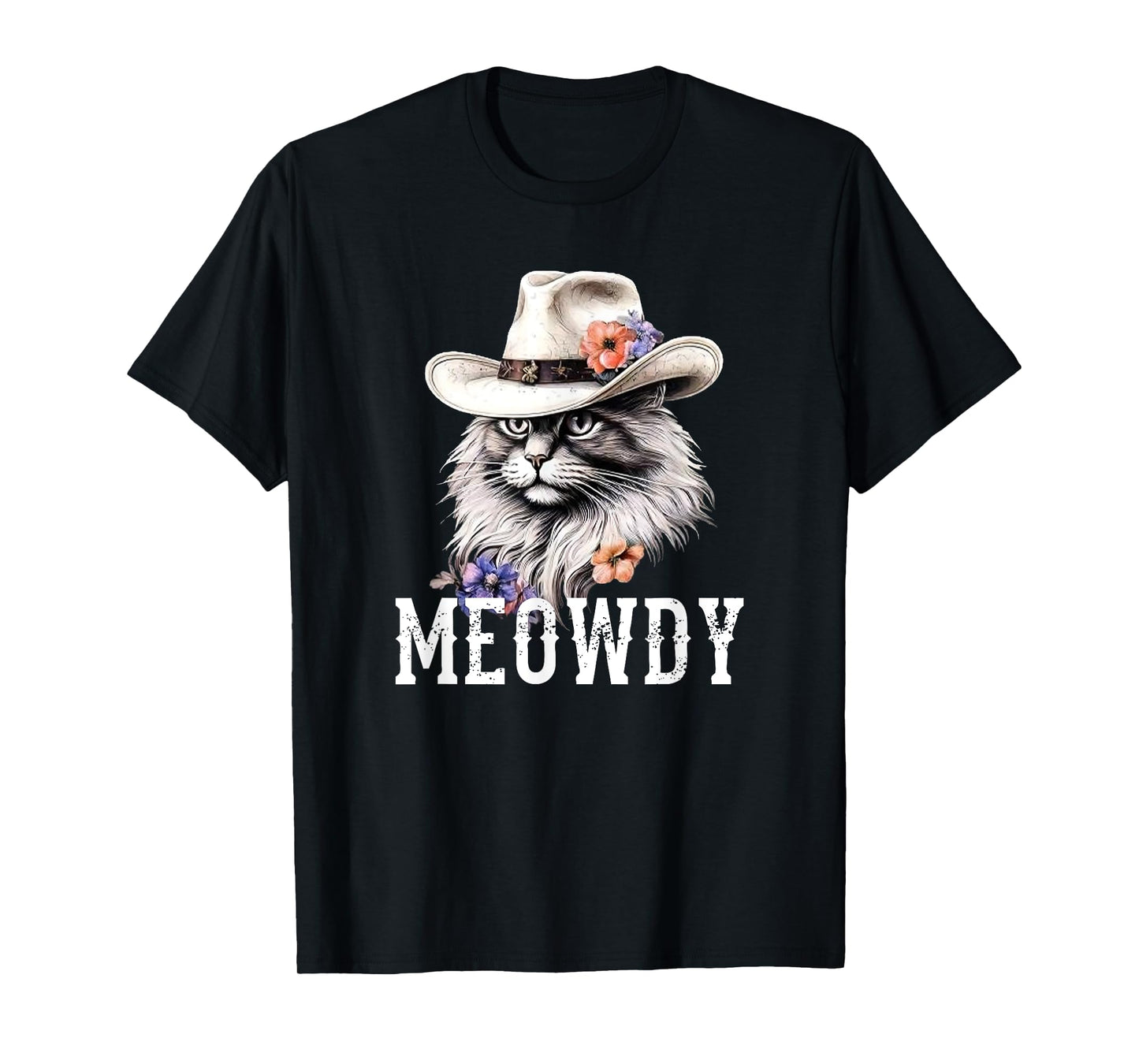 Meowdy Cat Cowboy Hat Funny Vintage Graphic T-Shirt