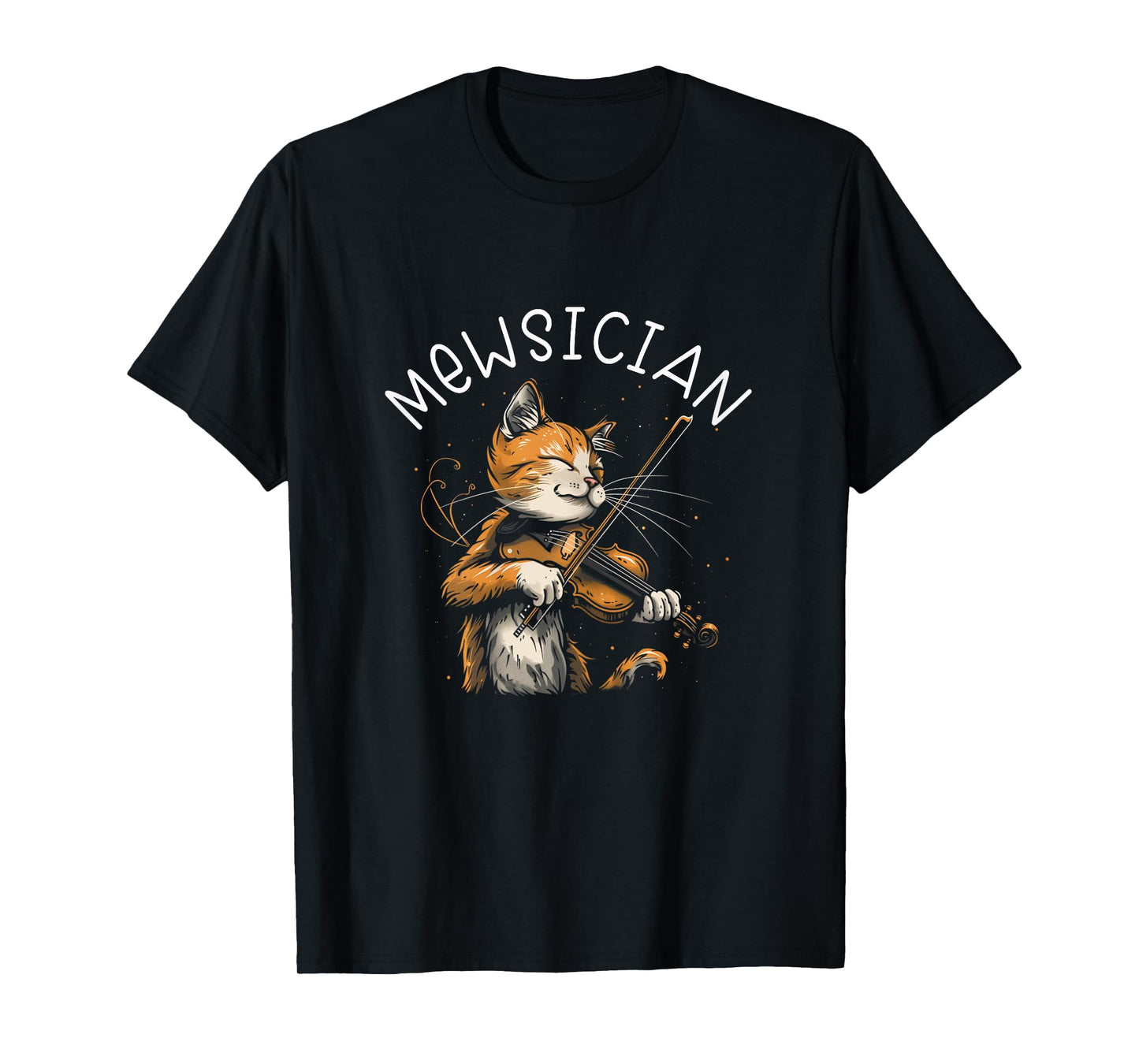 Mewsician - Cat Playing Violin Kids Unisex X-Small Black Cartoon Cat Violinist T-Shirt
