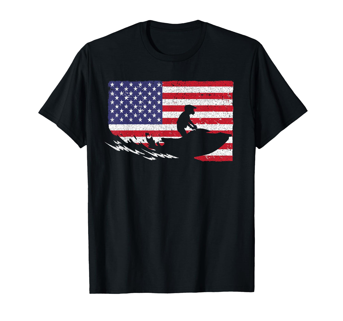 Cool Jet Ski For Men Women Skiers US American Flag Skiing T-Shirt