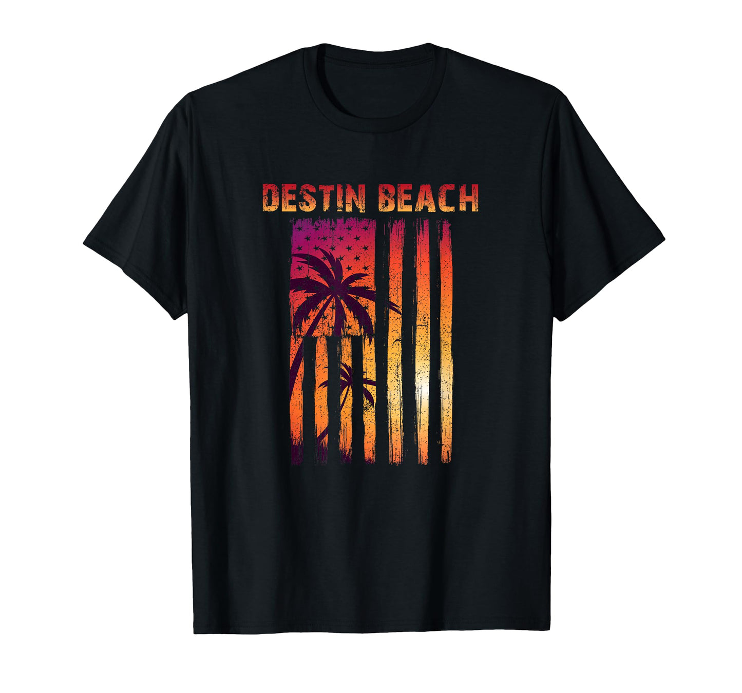 Vintage Destin Beach, Florida Patriotic Flag T-Shirt