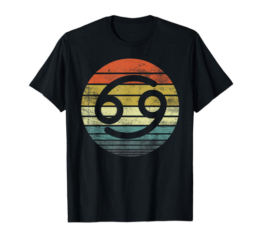 Cancer Gifts Funny Retro Sunset Zodiac Sign Birthday T-Shirt