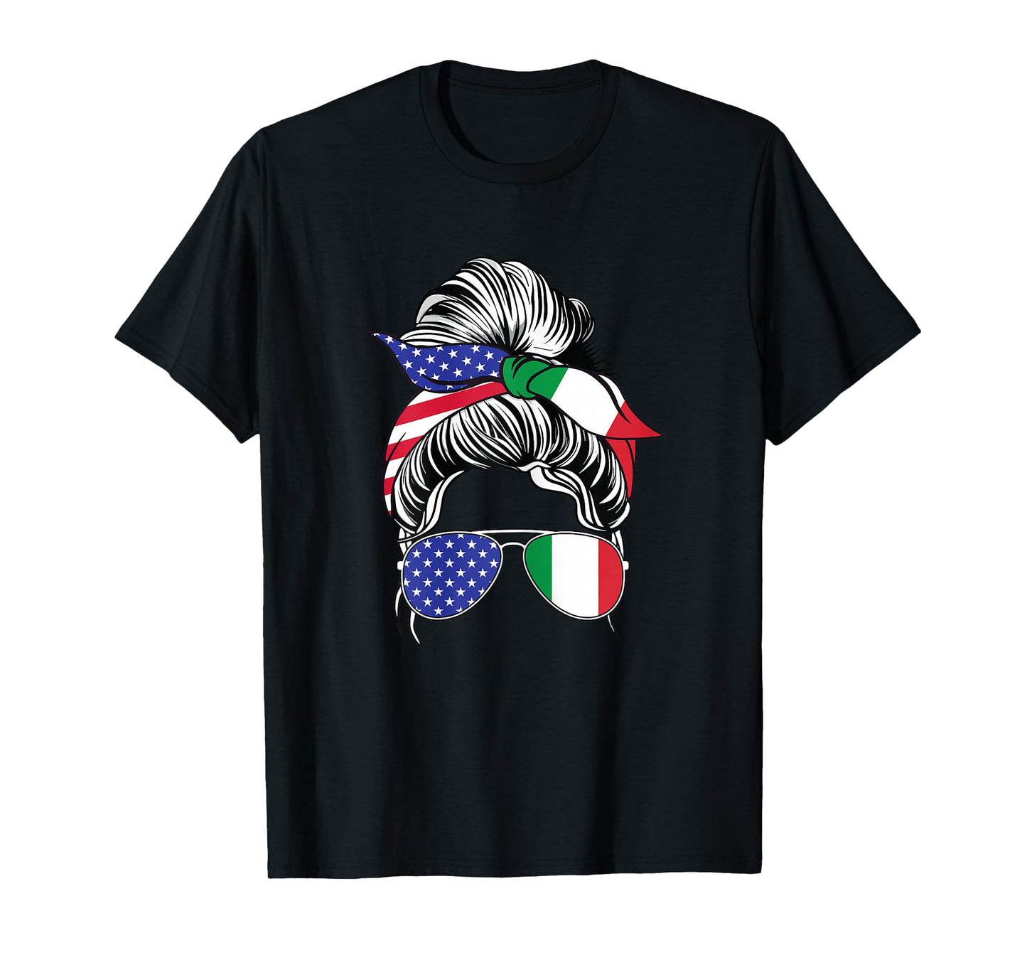 Italian Girl Italy Flag Woman USA American Patriotic Strong T-Shirt