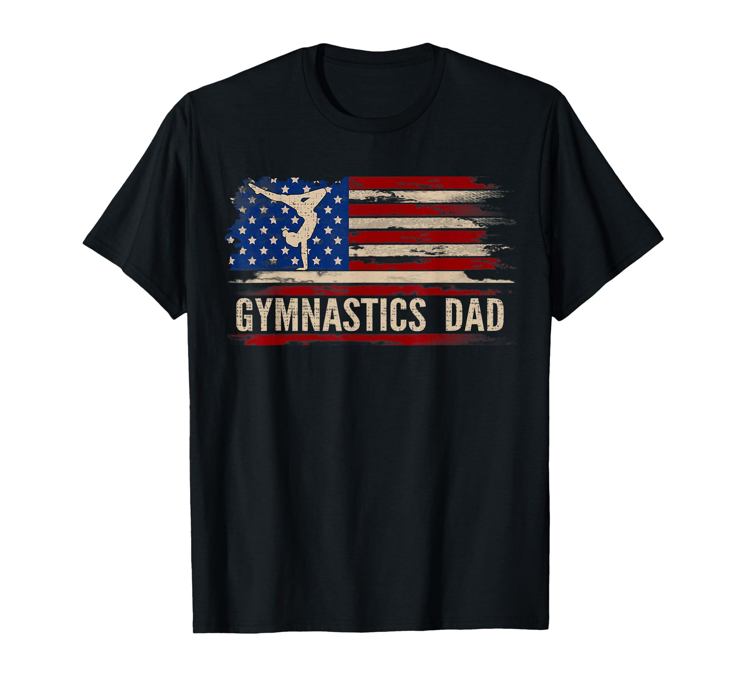 Vintage Gymnastics Dad American USA Flag Sports Gift T-Shirt