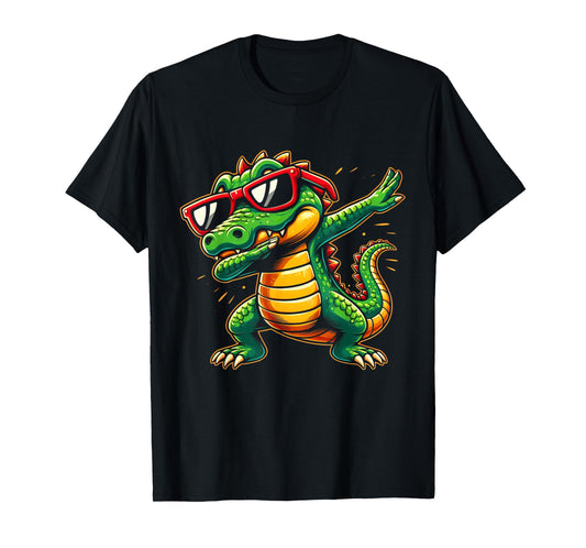 Dabbing Crocodile With Sunglasses Alligator Animal Dancing T-Shirt