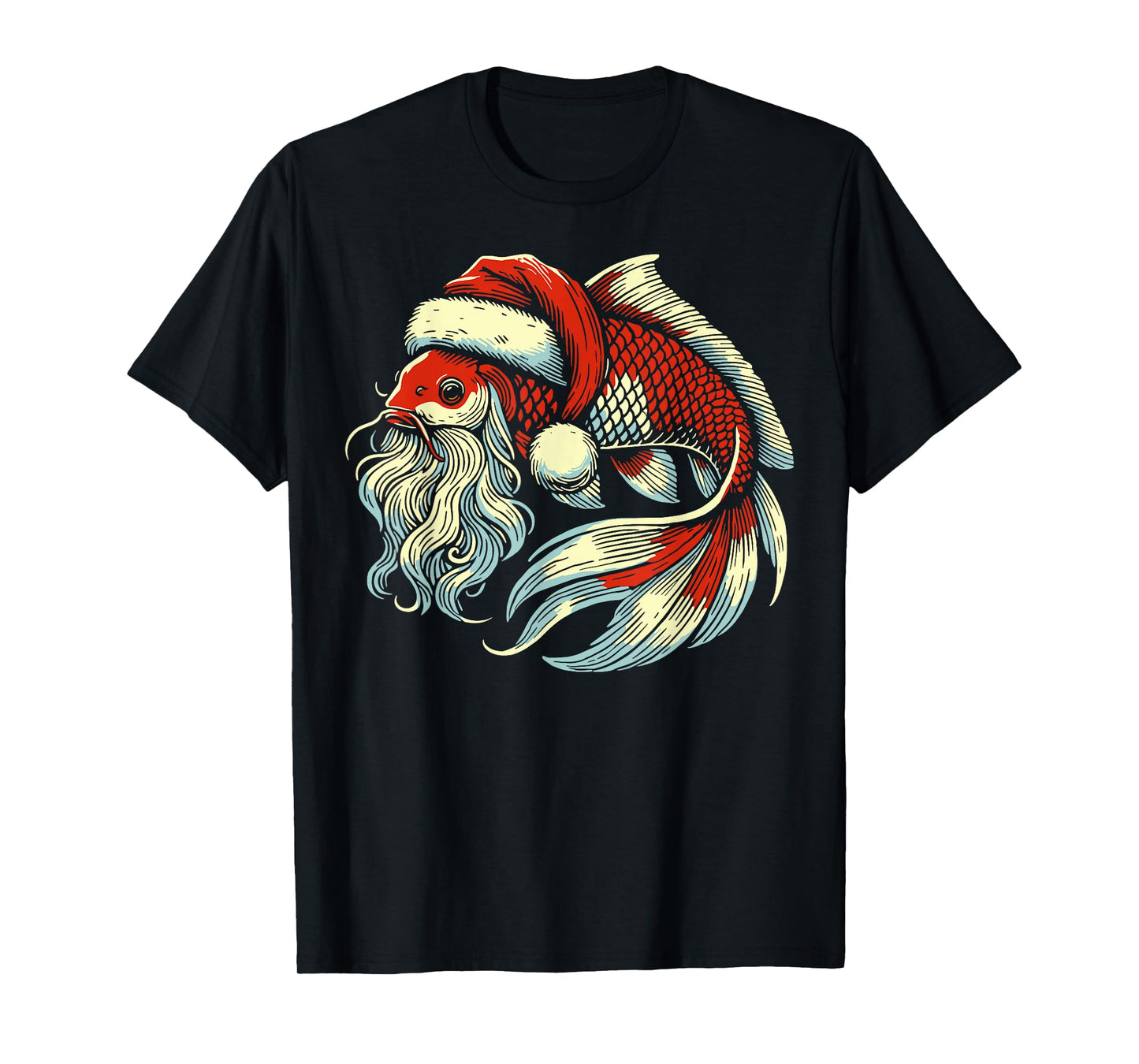 Santa Claus Koi Fish Christmas Holiday Vintage Artistic T-Shirt