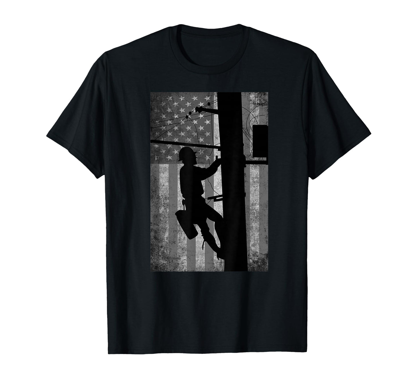 Lineman American Flag | Electric Cable Lineman Gift T-Shirt