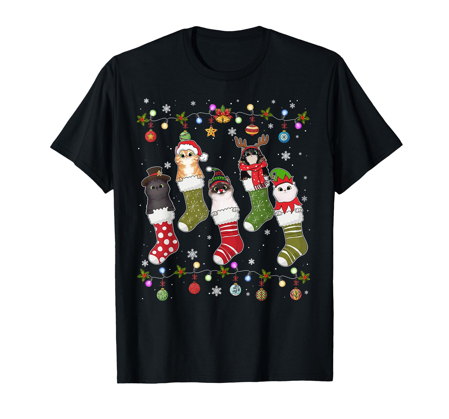 Meow-ry Christmas Funny Cat Pajama for the Whole Family Xmas T-Shirt for Men Women Kids