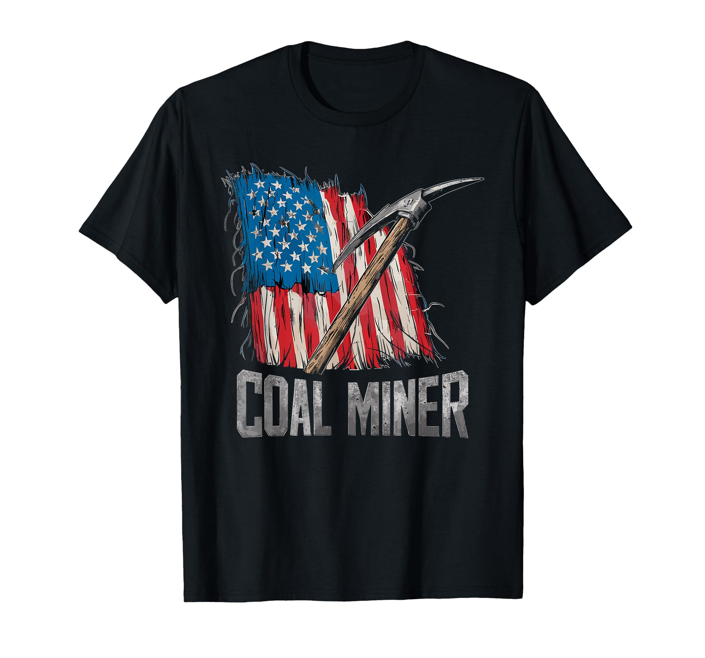 American USA Flag Coal Miner Mining Miners Carbon Coals Mine T-Shirt for Women Men