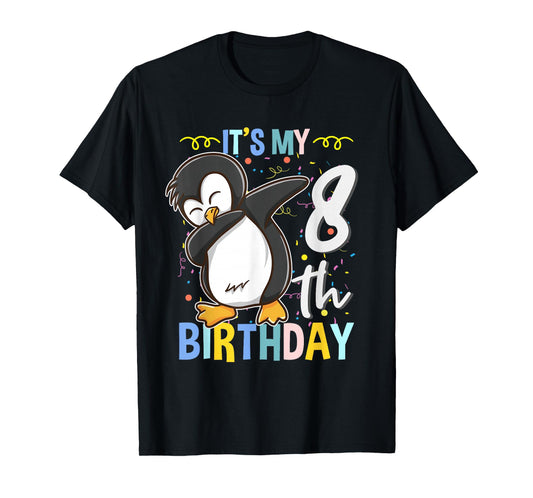 Its My 8th Birthday Dabbing Penguin T-Shirt