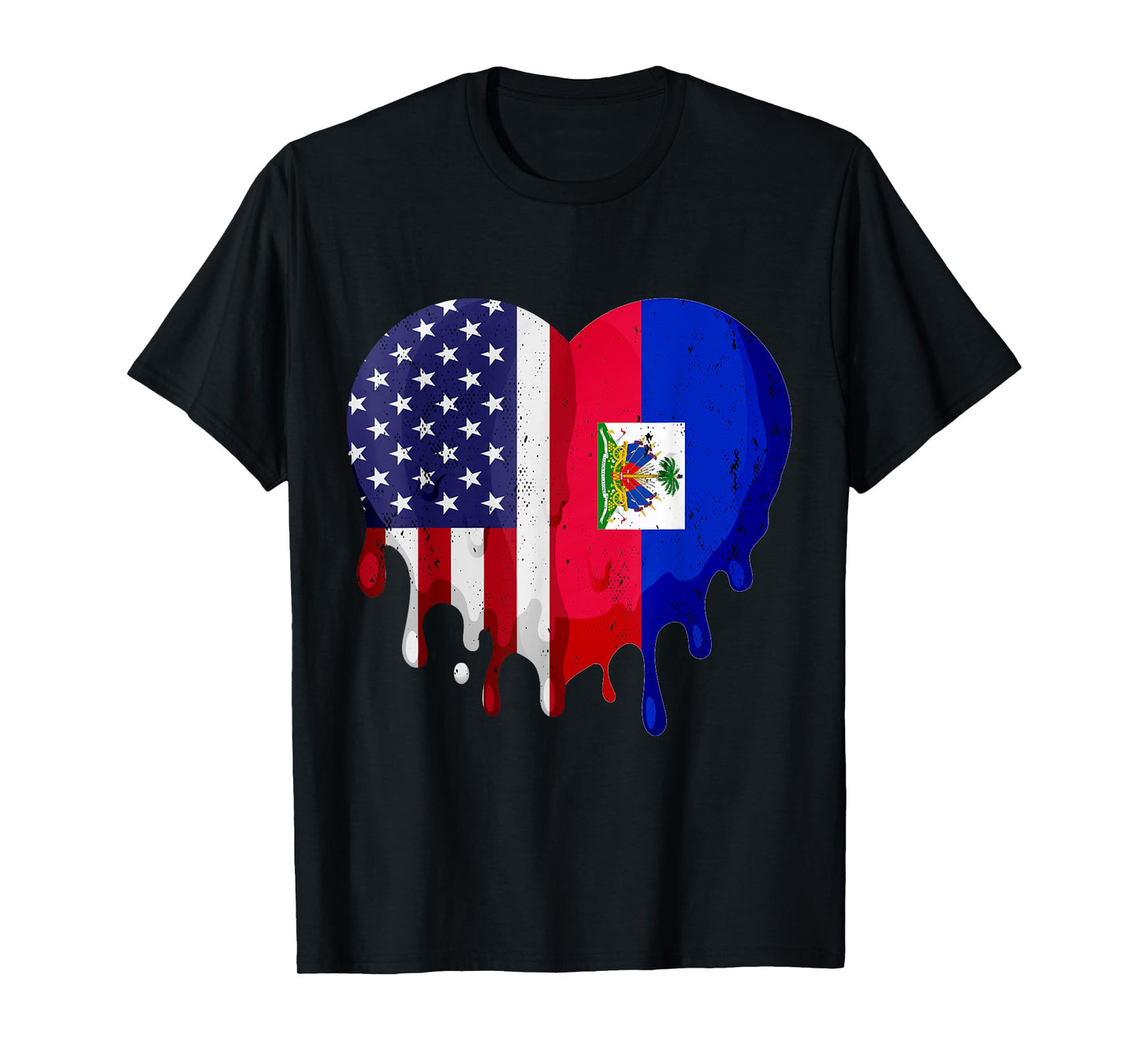 American Haitian Hispanic Heritage Month Flag Heart T-Shirt