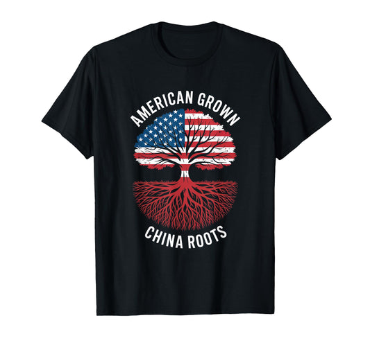 American Grown China Roots Family Tree China Flag China T-Shirt