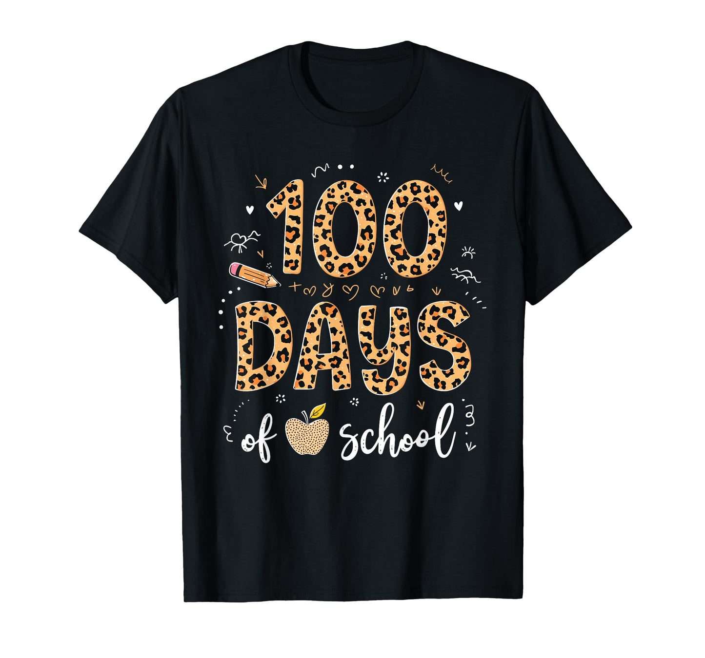 100 Days of School Leopard Print Design for Kids & Teachers T-Shirt