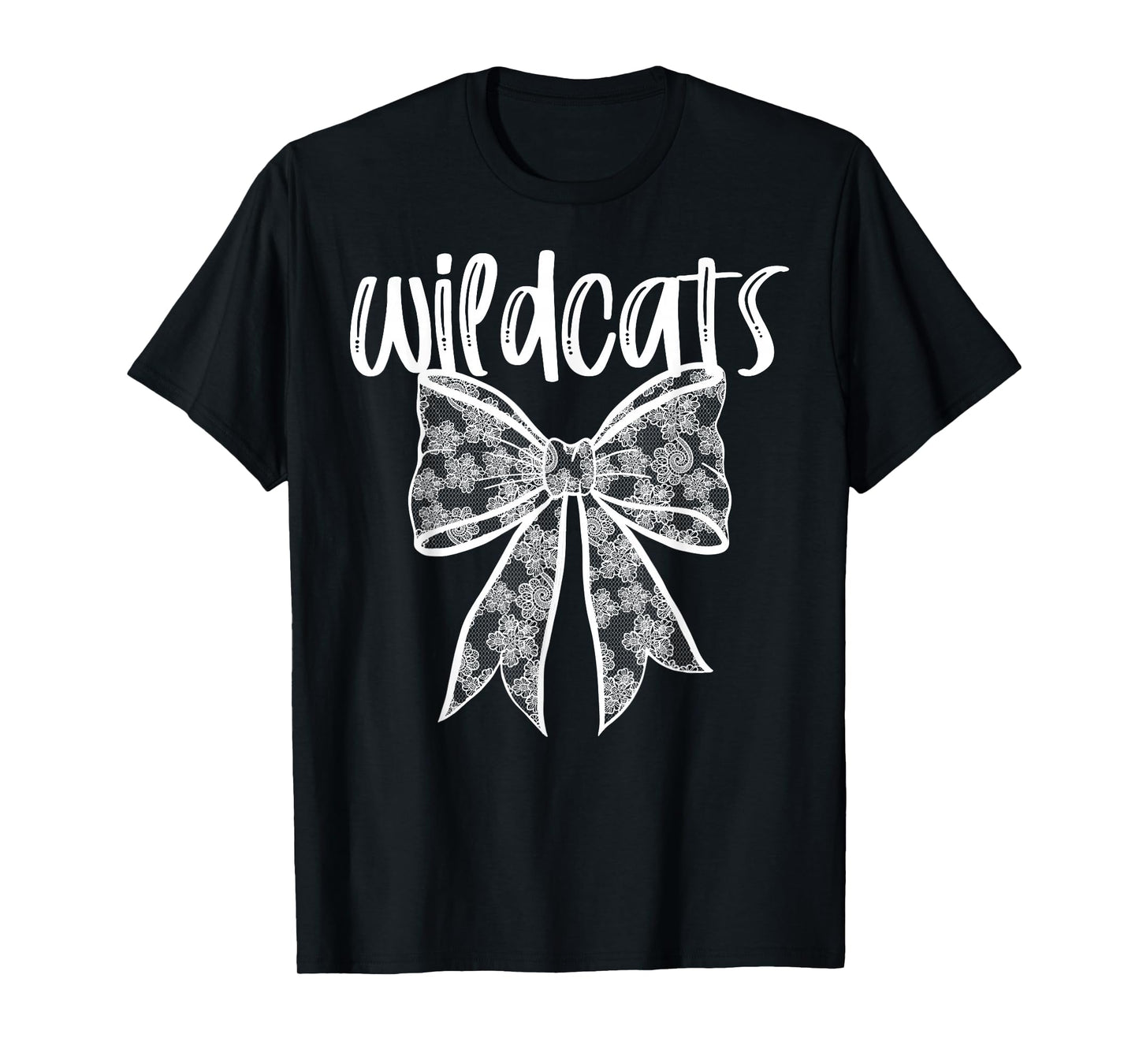 Wildcats Coquette Aesthetic Girly Team Mascot Lace Bow T-Shirt