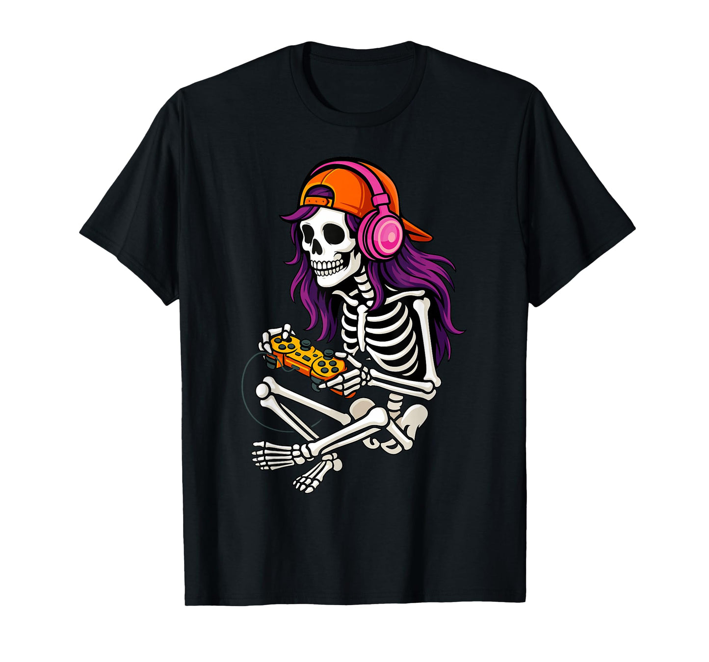 Skeleton Girl Gamer Funny Halloween Costume Spooky Gaming T-Shirt