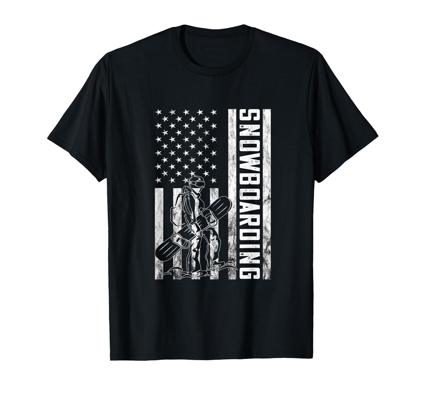 Snowboarding Vintage Snowboarder USA Flag America Snowboard T-Shirt