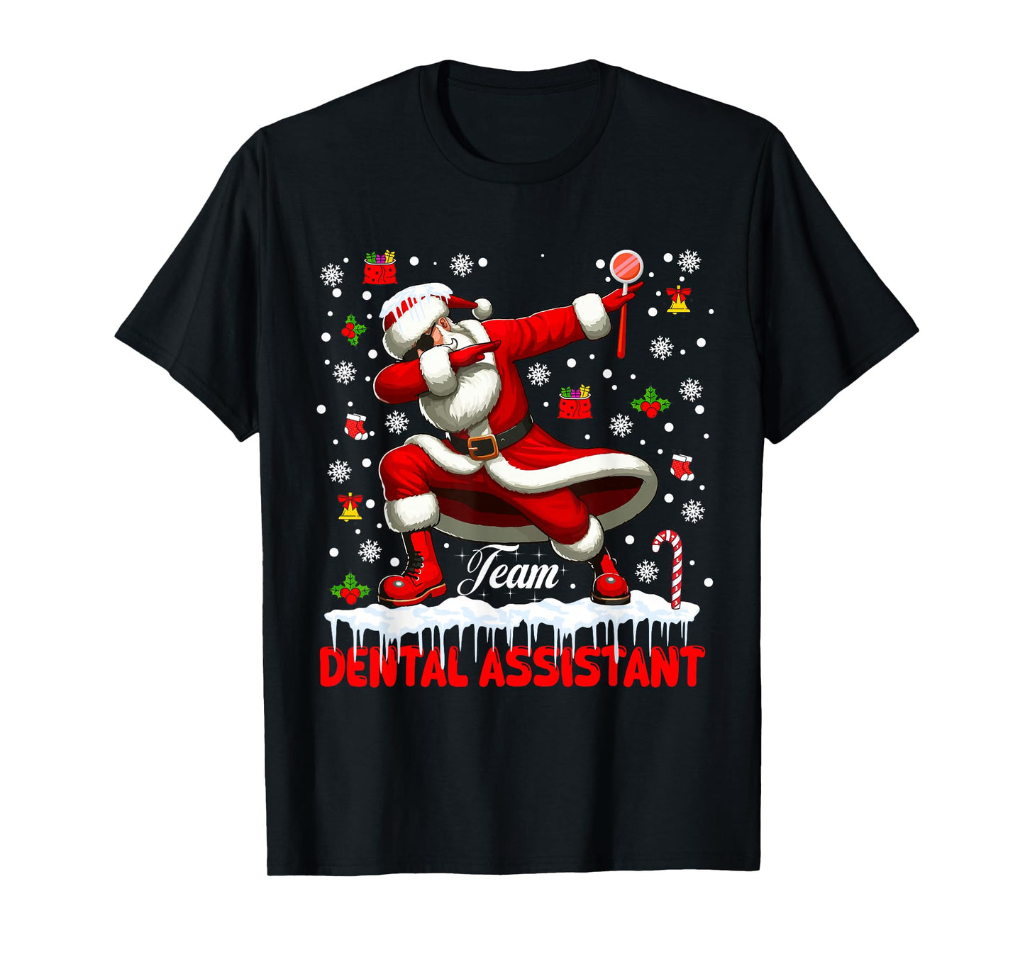 Team Dental Assistant Christmas Santa Dabbing Matching Job T-Shirt